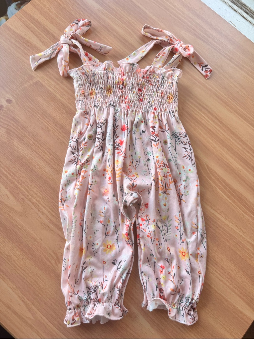 BOGO Tie-Shoulder Floral Smocked One-Piece Jumpsuit Romper
